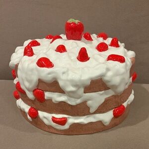 Strawberry Cake Ceramic Cake Cover see photos for minor blemishes